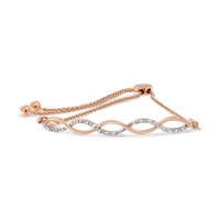 14k Gold-pl .11ct Diamond Infinity Bolo Bracelet