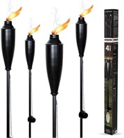 Pack of 4 Metal Garden Torches - Black