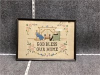 God Bless Our Home Framed Embroidery