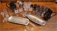 Crystal, Glass, Silver-Plated Serving Pieces++