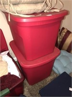 (2) Red Storage Totes/Lids