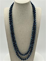 Fine Faceted Peacock Crystal Long Necklace