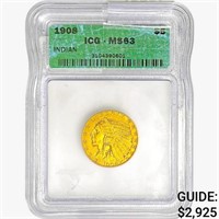 1908 $5 Gold Half Eagle ICG MS63