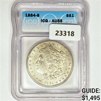 1884-S Morgan Silver Dollar ICG AU55