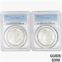 [2] Morgan Silver Dollars PCGS/NGC MS63 [1883-O,