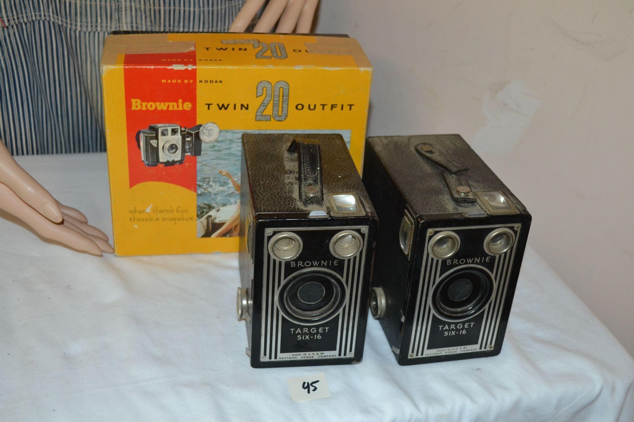 3 vtg Kodak Brownie Cameras ~