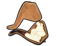 Carved Meerschaum Pipe, Amorous Couple w Case