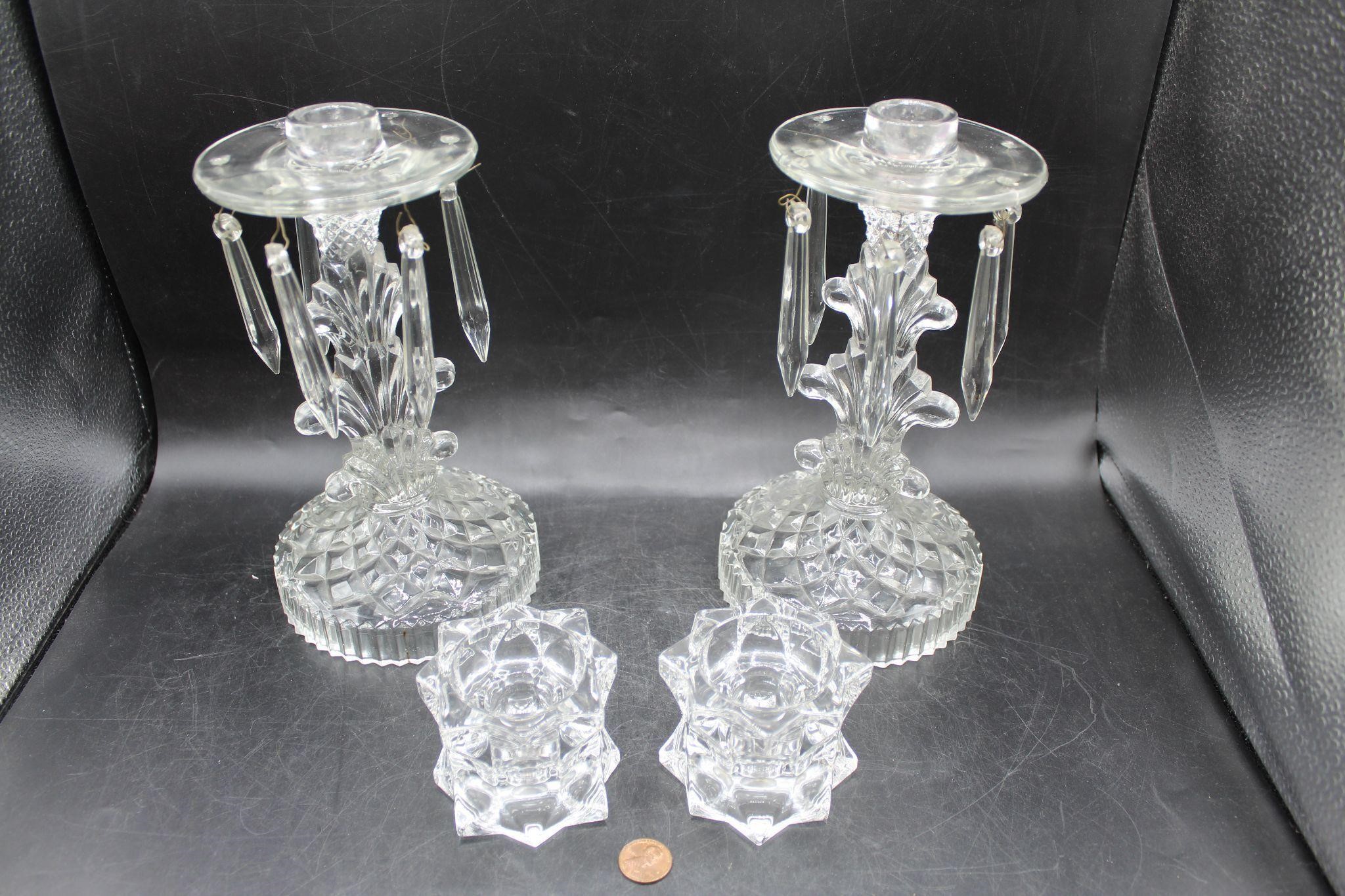 Pr. Crystal Prism Candlesticks + Star Candlesticks