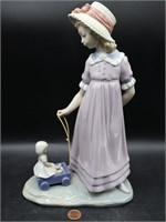 Lladro "Girl With Toy Wagon" Porcelain Figurine
