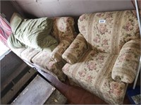 OLDER FLORAL THEMED COUCH & CHAIR