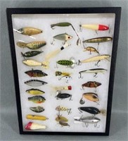 Vintage Fishing Lure Display w/ 30 Lures