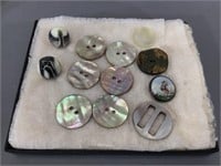 Mother of Pearl Buttons, Enameled Button, etc