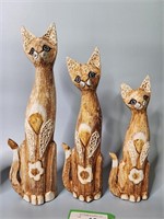 Light Wood Set of 3 Cats