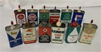 12 oil and lubricant cans