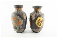 Mid Century Stamped Japanese Pottery Vases
