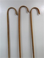 (3)  Wooden 5 ft  Shepherd's Staffs