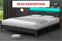 Full Bed Frame  Storage Headboard  RGB Lights