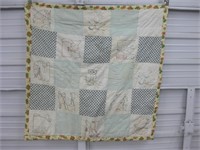 40" x 40" Vtg Handmade Baby Blanket - Signed