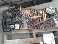 Misc. tools, automotive wire, wrenches, hammers