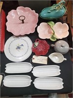 11pc pottery serving dinnerware dishes trays Hull?