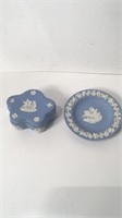 2 Blue Wedgewood Pieces: Trinket Box&Dish UJC