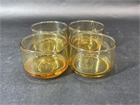 Four Amber Glass Cups