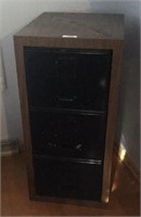 Metal and wooden 3 drawer file cabinet