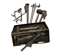 Estate Metal Tool Box & Tools