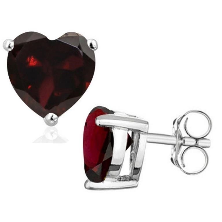 5MM Heart Cut Garnet 1.2CTW Stud Earrings in Sterl