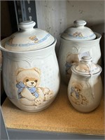 Tienshan Stoneware Teddy Bear Canister Set