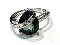 DAZZLING 5CT PEAR CUT MYSTIC TOPAZ STERLING RING