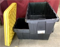 Three HDX Tough Totes With Lids, 38 Gallon