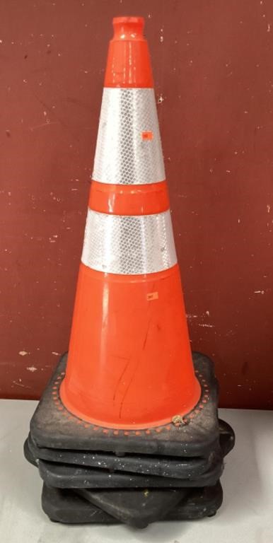 Five 28 inch Hazardous Traffic Cones