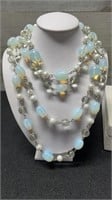 Vintage Opalescent And Clear Glass Beads & Pearl N