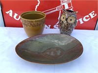 (3) Pieces of Decorative Brown Pottery