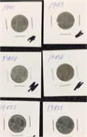 6 Steel Pennies..1943, 1943D, 1943S..2 each