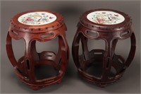 Pair of Chinese Wooden Tabourets,