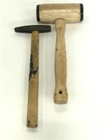 Vintage tack hammer and wood mallet