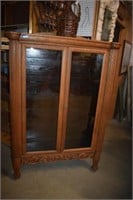 Antique Oak Display Cabinet w/ Glass Doors on