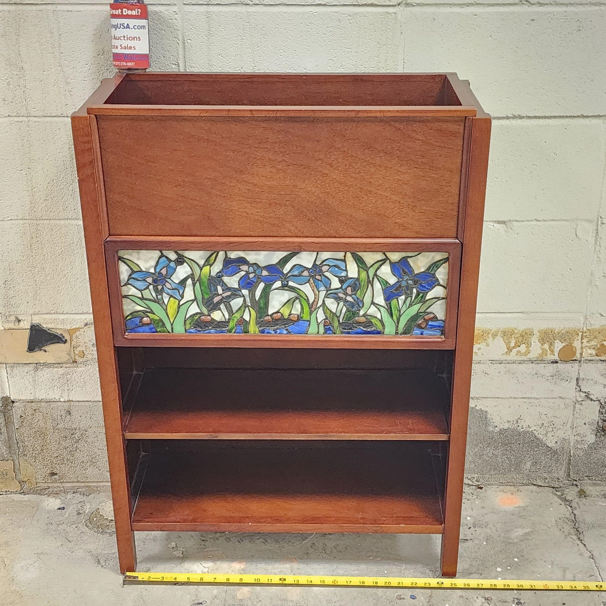 Gorgeous Bookshelf Planter W/ Slag Stained Glass