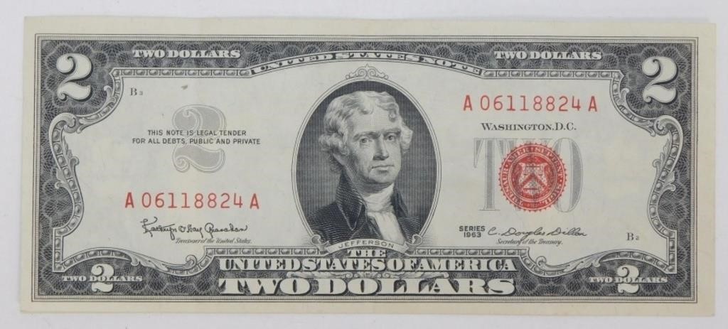 1963 $2 Red Seal Legal Tender U.S. Note - Very