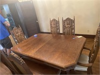 Vintage Wooden Dining Table & 6 Chairs