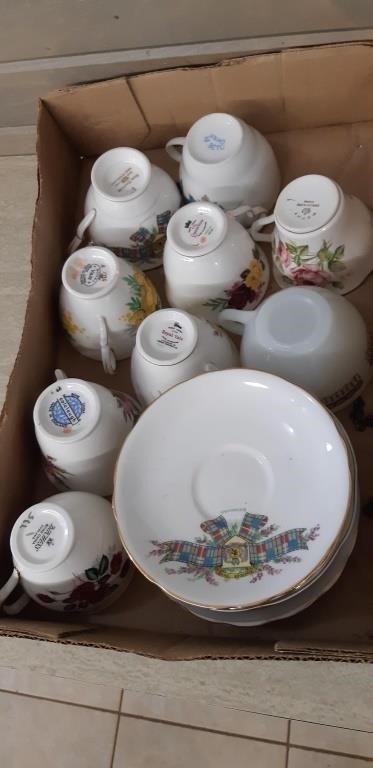 Box lot of assorted Cups and saucers no shipping