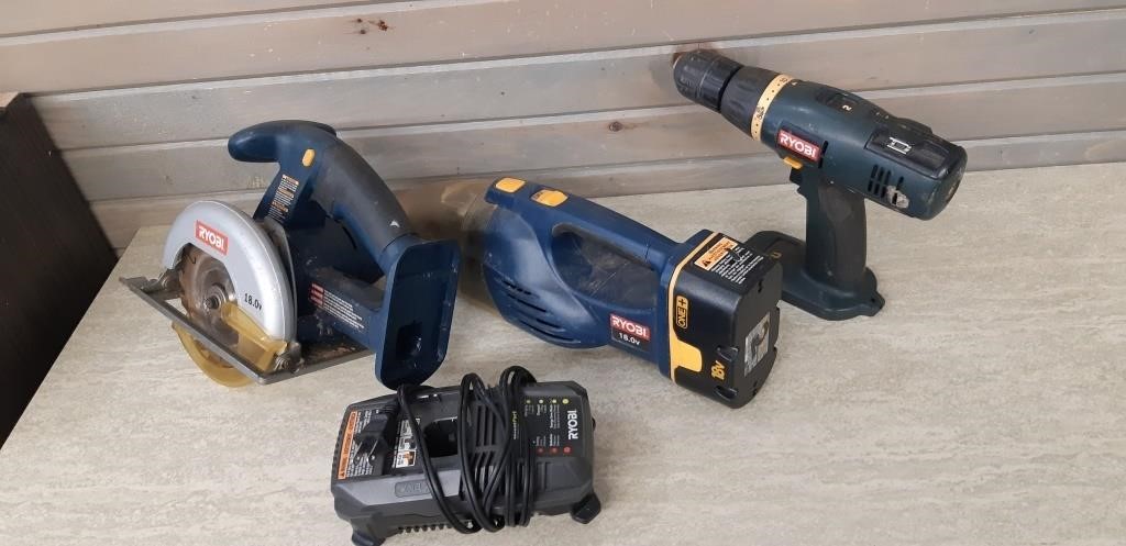 Box lot of Ryobi Power Tools, tested working