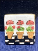 Ceramic flower pots brooch