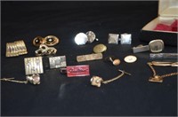 JEWELRY BOX WITH MEN'S CUFFLINKS AND TIE CLIPS