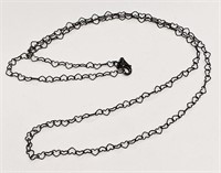 Black Ionized Sterling Silver Heart Link Chain / N