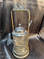 Antique Victorian Era Pickle Serving Jar Silver