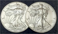 (2) 2021 Type 1 Silver Eagles