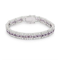 Elegant 5.10ct White Topaz & Amethyst Bracelet